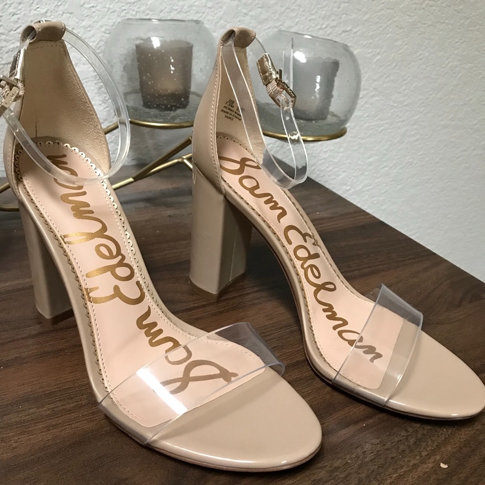 Nude Clear Patent Heels Sam Edelman size 7.5